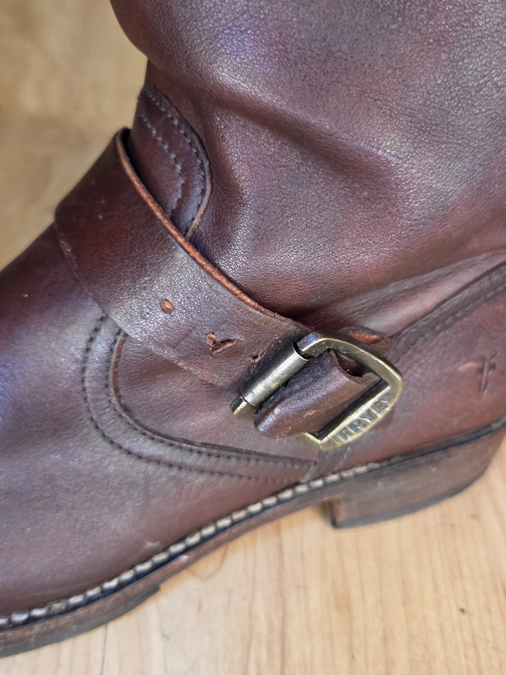Vintage Frye Knee-High Veronica Slouch Boots With Harness And Buckle At Knee - Picture 5 of 10